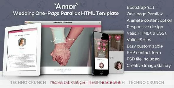 Themeforest : Amor - Parallax Animated Wedding HTML Template