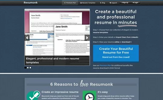 Resumonk Online Resume Builder Maker Generator